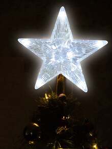 1pc Christmas Tree Top Decoration, 5.9 Inch White LED Tree Top Star, Suitable For Holiday Decor, Room Decor, Home Decor, Office Decor, Theme Party Decor, Christmas Decor, Battery Operated (Batteries Not Included) - Star 1 - View 1