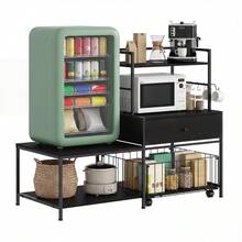 Techigher Mini Fridge Stand With Drawers, Heavy Duty Kitchen Baker's Rack With Mini Fridge Space, 5-Tier Microwave Stand & Coffee Bar Station, Space Saving Utility Organizer Cabinet For Office, Dorm, Studio - Multicolor - View 8