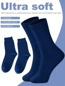 3/5/6/10/12 Pairs Men's Spring/Summer Thin Comfortable Casual Mid-Calf Socks, Elastic Fabric Running Workout Sports Socks - Navy Blue - View 3
