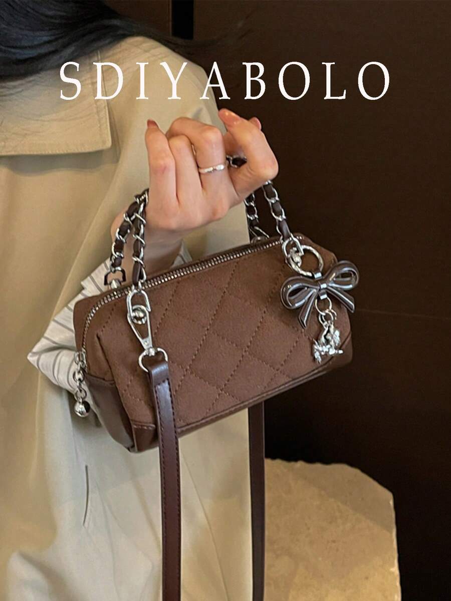 Women's New Spring Fashion Quilted Chain Handbag, Small Square Crossbody Bag, Versatile