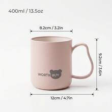 304不鏽鋼平底咖啡杯，耐摔雙層杯，附手柄塑膠杯，可重複使用牛奶茶杯，適合學生、學校、辦公室 - 彩色 - 查看 18