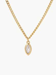 Vandermere 1pc 18K Gold Plated Stainless Steel Cubic Zirconia Pendant Necklace, Suitable For Women Everyday And Wedding Wear Gift - Pendant Necklace - View 10