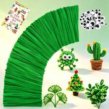 [131pcs Handmade Set]100pcs Solid Color Pipe Cleaners + 30pcs Googly Eyes + 1 DIY Tutorial Book, Soft Chenille Stems, Suitable For Handmade Flowers, Holiday Decorations, Home Desktop Decor, Seasonal Party And Holiday Gift DIY Craft Materials - Pipe Cleaner Set - View 20