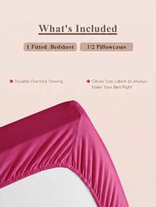 2/3pcs Solid Color Fitted Sheets, Mattress Protector, Mattress Cover, Deep Pocket Bed Sheets, Soft & Breathable, Suitable For All Bed Sizes - Twin, Full, Queen, King, 9-12 Inches/25cm Deep Pocket, Machine Washable, Watermelon Pink - Watermelon Pink - View 5