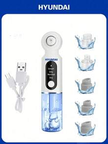 HYUNDAI Limpiador de poros eléctrico recargable por USB, kit de limpieza facial - Blanco - Ver 2