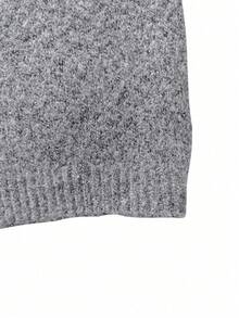 Casual Plush Textured Round Neck Drop Shoulder Long Sleeve Short Knit Cardigan For Women, New Autumn/Winter Style, Versatile For Daily Wear And Commuting - Grey - View 8