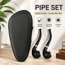 Set Silky Solid Color Pipe Set, Lightweight And Portable, Comes With A Storage Box For Easy Carrying, Suitable For Tobacco Use - Set: 2 Pipes + 1 Storage Box - View 1