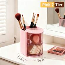 Rotating Multi-Layer Transparent Hair Accessory Storage Box | Dust-Proof Plastic Material, Rotating Design, Transparent Visible | Desktop Storage, Makeup Brush Organizer, Art/Handicraft/, Hair Clips/Hair Bands/Hair Ties, Christmas/Valentine's Day/Birthday Gift | Hair Accessory Storage Box - View 9