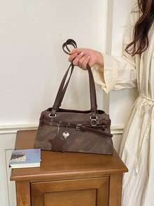 Bolso de axila premium para mujer, nuevo este año, bolso baguette de lujo ligero de nicho, bolso de hombro para ir al trabajo, bolso de hombro vintage - Café - Ver 12