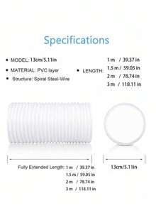 Portable Flexible Air Conditioning Ventilation Pipe, With Thick Design, Suitable For Heating, Cooling, Ventilation And Exhaust. It Is Ideally Suited For Use In Air Conditioners, Range Hoods, Greenhouses, And Bathrooms. - Multicolor - View 10