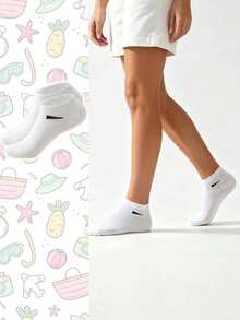 15 Pairs Autumn All-Match Solid Color Boat Socks, Minimalist Logo Jacquard Low-Cut Short Socks, Unisex Outdoor Fitness Casual Versatile Socks - Multicolor - View 1