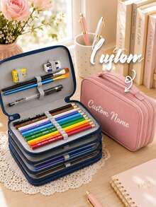 Tas Penyimpanan Pensil Portabel 4 Lapis Warna Solid, 72 Slot dengan Resleting, Cocok untuk Pensil Warna, Pena Gambar, Kuas Lukis, Ideal untuk Pelajar dan Pecinta Seni - MultiWarna - View 4