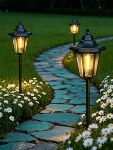 1pc Outdoor Solar Powered Hexagon Garden Light, Waterproof Outdoor LED Decorative Hanging Light, Suitable For Yard, Patio, Garden, Porch, Villa, Balcony, Holiday, Rustic Style Courtyard Landscape Decoration - Multicolor - View 2