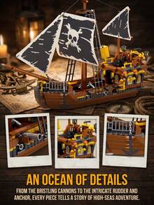 Pirate Ship Model Assembly Kit, Creative DIY Puzzle Toy, Suitable For Adults 18+, Vintage Nautical Style Desktop Decor, Exclusive Commemorative Gift, Premium Gift For Men Collectors Or Leisure Hobbyists - Multicolor - View 5
