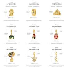 1 pieza Juego de colgantes con múltiples temas chapados en oro de 18K que incluye cruz, huella de pata, corazón, calabaza, carruaje, Buda, león, casa, matrioska, viaje, zapatillas de ballet, estrella, cámara, elefante, árbol de la vida, mariposa, corazón entrelazado, cuentas, adecuado para pulsera de 3mm, collar, fabricación de joyas, cuentas espaciadoras apilables, compatible con pulsera de cadena de serpiente DIY, regalo para mujeres y niñas - Dorado - Ver 3
