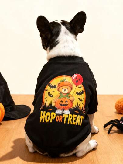 The 3estie 3eastie 1 buah Kaos Leher Bulat Motif , Beruang, Hantu, Balon, dan Kelelawar Halloween, Cocok untuk Anjing Chihuahua dan Anjing Kecil, Lapisan Dasar Pelindung Kutu Fisik untuk Hewan Peliharaan Anjing, Kaos Modis untuk Kucing dan Anjing di Dalam/Luar Ruangan