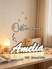 1pc Personalized 3D Printed LED Name Sign, Custom Desktop Letter Lamp, 20cm Warm Light Name Plaque, Fashionable Bedroom Desktop Decor, Customizable Text Design, Exquisite Home Decoration Light, Suitable For Celebrations, Room Arrangement, Desktop Display, Adding Soft Lighting And Unique Atmosphere To The Space - Black - View 11