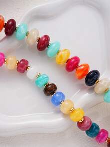 2/1pc Acrylic Pmma Chunky Coloful Beaded Necklace Set For Women, Boho Summer Fashion Bead Necklace Suitable For Daily Wear Beach Holiday,Jewelry Gift - Multicolor - View 6