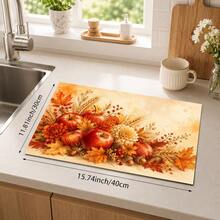 1pc Autumn Apple Harvest Pattern Diatomaceous Earth Kitchen Drain Mat, Quick-Drying Absorbent Non-Slip Dish Drying Mat & Coffee Machine Mat, Suitable For Kitchen Countertop, Dining Table And Thanksgiving Home Decor - Multicolor - View 8