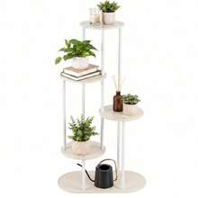 Modern Plant Stand 4/5/6 Tier Wooden Shelving & Metal Flower Rack For Indoor Garden & Outdoor Use - White - View 3