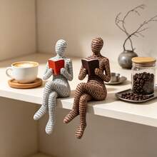 1pc Resin Reading Figurine Home Decor Ornament, Reading Style, Home Decoration Accessory, Best Choice, Autumn Decor, Room Decoration - Multicolor - View 3