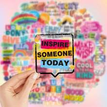 50pcs Children Inspirational Stickers, Positive Words Stickers, Suitable For Students, Scrapbooks, Vision Boards, Water Bottles And Laptops - Multicolor - View 3