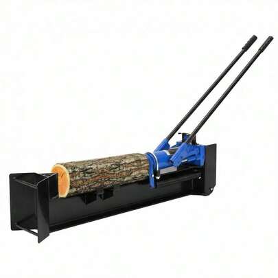 Garvee 12 Ton Manual Hydraulic Log Splitter, Heavy-Duty Steel Wood Cutter For Firewood - Horizontal Beam, Built-In Wheels, Spring Return, Ergonomic Handle, Outdoor & Backyard Use