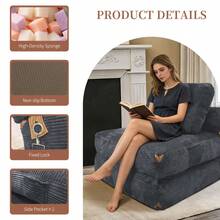 Modern Single-Seater Sofa With Integrated Storage And Elegant Tassel Details For A Cozy Home Space - 灰色+絨布 - 查看 5