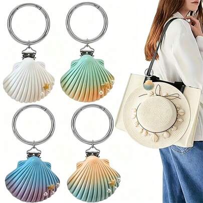 Creative Hot-Selling Resin Shell Hat Anti-Loss Charm Bag Pendant Keychain Ocean Style Bag Accessory Car Hanging Ornament