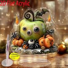 2D Acryl Tischdekoration, geeignet für Zuhause, Büro, Party - Kürbis-Laternen-Design - Halloween, Thanksgiving, perfektes Geschenk - keine Stromversorgung erforderlich, ganzjährige Feiertagsdekoration, Feiertags-Tischdekoration - Übersicht 5