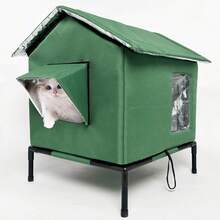 Outdoor Waterproof Elevated Stray Cat Villa, Foldable All-Season Cat House Pet Bed - M - View 3