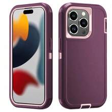 Anti-Drop Anti-Shock Anti-Wear Full Body Protection Phone Case, Durable And Sturdy, 3-In-1 Protective Case Compatible With Iphone, Galaxy And Other Phones - Wine Pink - View 45