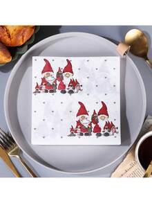 AFYPRTY 20pcs/Bag Christmas Napkins 6.5-Inch Napkins Festival Decorations Suitable For Christmas Party Decoration Restaurant Kitchen Bar Supplies,Christmas - A - View 6