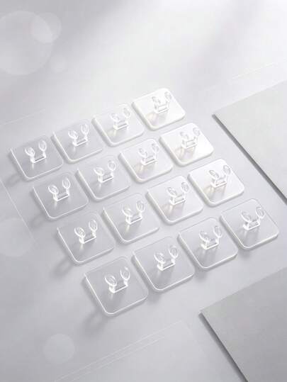1pc To 30pcs Transparent Adhesive Cable Organizer Hooks, No-Drill Wall Mount Plug Holder, Damage-Free Sticky Hook Bracket For Kitchen Wall