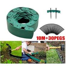 10m Garden Lawn Edging Strip – Flexible Plastic Boundary Border With 30 Pegs, Weather Resistant For Flower Beds & Paths - Solid State - View 1