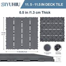 Interlocking Courtyard Deck Tiles Set | 12-Inch Weather-Resistant Plastic Outdoor Flooring | Suitable For Garden, Balcony, Poolside - Striped - View 8