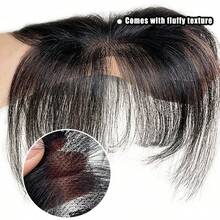 Real Human Hair Forehead Topper Clips In Hair Bangs With Temple Lace Base Hair Frontal Curtain Realistic & Breathable Hair Fringe Hand Knotted Lace Hair Pieces For Women - Multicolor - View 5