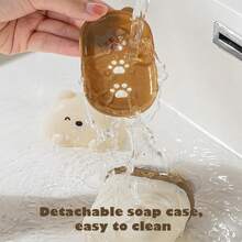1pc Cute Travel Soap Dispenser, Portable Leak-Proof Liquid Soap Container With Lid, Soap Dish With Drainage Function, Suitable For Bathroom, Gym, Travel, Camping And Outdoor Use (Bear Shape) - View 7