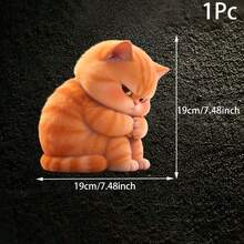 10/6/5/3/2/1pc Cute Grumpy Orange Tabby Cat Stickers Kawaii Ginger Kitten Removable PVC Funny Animal Decals For Car Window Bedroom Luggage Rome Auto Decor Fall Bathroom Decor Halloween Wall Decor - A - View 18