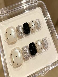 12pcs Handmade Fake Toenails, Summer Short Nail Stickers, Valentine's ...