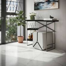 Aparador Hall De Entrada 120cm Luxo Buffet Moderno Couro - Preto - Visão 1