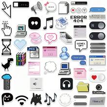 55件趣味電腦圖標貼紙，復古科技貼紙，卡通駭客貼紙，80年代90年代復古貼紙，防水乙烯基貼紙，大包裝，適用於水瓶、滑板、行李箱、筆記型電腦、汽車桿、主題派對用品 - 多色-1 - 查看 2