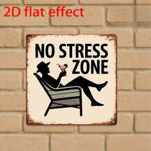 Cartello stampato 2D, Cartello vintage, Targa da esterno e decorazione da parete, Cartello zona senza stress, Decorazione rilassante, Arte da parete pacifica e confortevole, Design moderno minimalista, Adatto per sala relax o giardino - A - Visualizzare 5