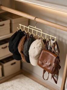 8-Cap Capacity Hat Storage Rack, Multi-Function Hat Hanging Rack, Dorm Closet Storage Hook, Suitable For Hats, Ties, Belts, Scarves, Multi-Function Wall-Mounted Hat Display Rack, Towel Storage Rack, Portable Travel Hook, Suitable For Home, Campus, Hotel - Multicolor - View 8