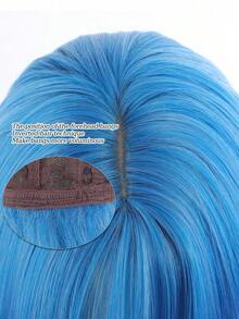 Sky Blue 24 Inch Heat Resistant Synthetic Long Curly Layered Wig With Bangs Women Daily Halloween Party Cosplay Fashion Wig - Multicolor - View 2