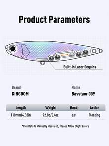 KINGDOM Basstaor 009 Fishing Lure Floating Pencil 110mm 22.8g Floating ABS Hard Bait Bait Z-Dog Walk Built In Noise Rattle Bead Impact Resistant Long Casting Topwater For Seabass Snakehead Peacock Bass - Multicolor - View 3