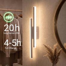 wamblz 可充電無線壁燈 50cm 可調光電池供電壁燈 磁吸式鋁製 LED 壁燈 適用於臥室、客廳、走廊、樓梯間、洞洞板、沙發、電視背景牆 白色 - 白色的 - 查看 5