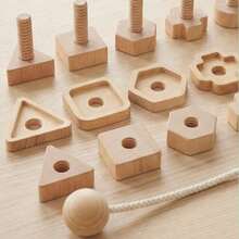 Kids Wooden Early Education Matching Game Toy, Shape Recognition Matching Screw Threading Game Set, Suitable For Fine Motor Skills Training And Parent-Child Interactive Games For Boys And Girls, Children's Festival And Birthday Gift - Multicolor - View 9