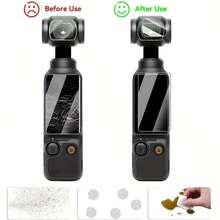 7件組 Osmo Pocket 3/4 相機配件套件,包含 3片螢幕保護貼 + 3片鏡頭保護貼 + 1個防滑桌面支架(黑色),9H 鋼化玻璃螢幕保護貼,矽膠防滑桌面底座 - 查看 7