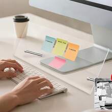 1pc Monitor Memo Board Holder, No-Adhesive Computer Monitor Message Board, Space-Saving Under-Monitor Installation, Movable And Reusable, Durable Acrylic Material, Office And Home Desktop Storage, Back To School, College Dorm Essentials, Office Supplies - Multicolor - View 3